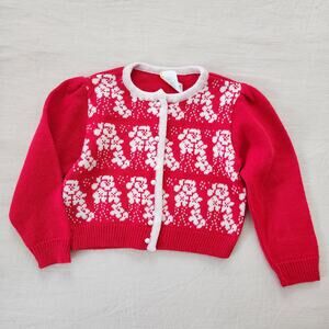 Vintage Floral Red Cardigan 2t